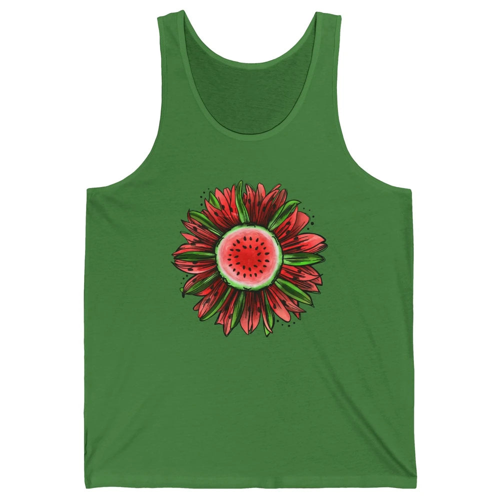 Watermelon Sunflower Summer Peace Love Watermelon Lover Gift Unisex Jersey Tank