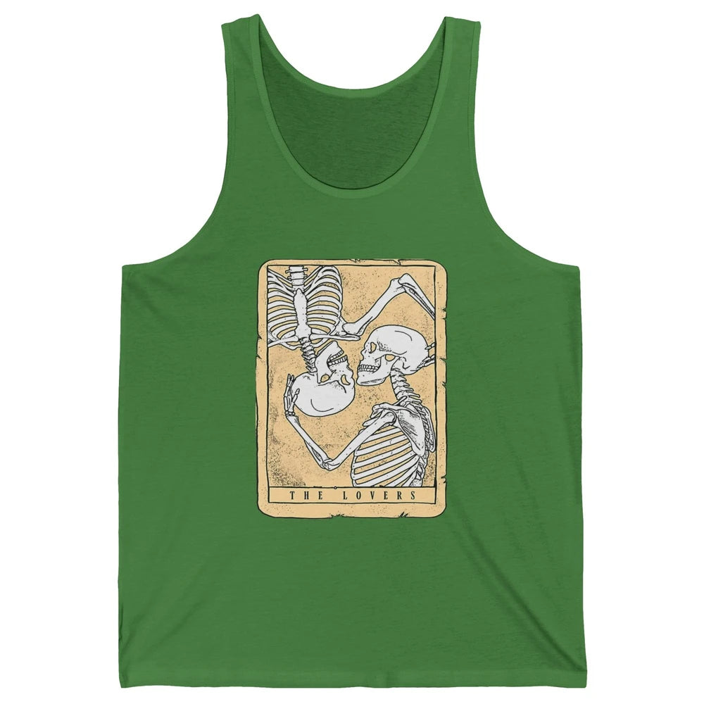Tarot Card The Lovers Skeleton Couple Funny Skull Vintage Astrology Gothic Happy Valentine's Day Unisex Jersey Tank
