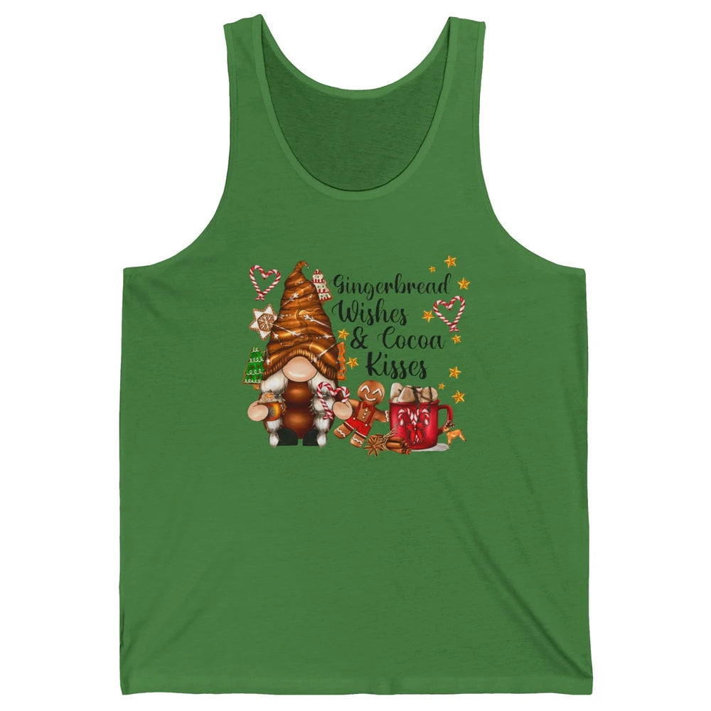 Retro Christmas Gnome Gingerbread Wishes and Cocoa Kisses Unisex Jersey Tank