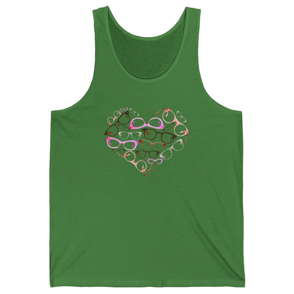 Optometrist Eyeglasses Heart Valentines Day Optician Life Unisex Jersey Tank