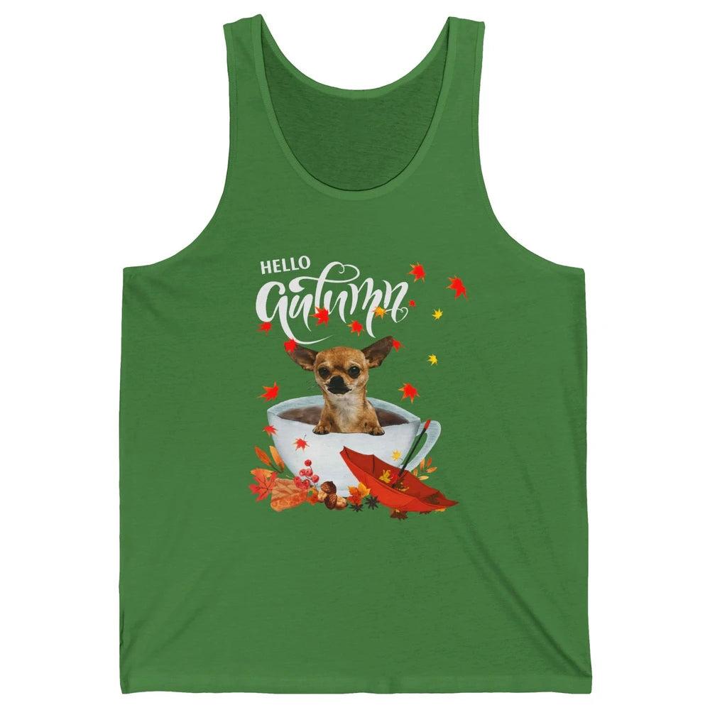 Chihuahua Autumn Dog And Coffee Fall Thanksgiving Chihuahua Unisex Jersey Tank