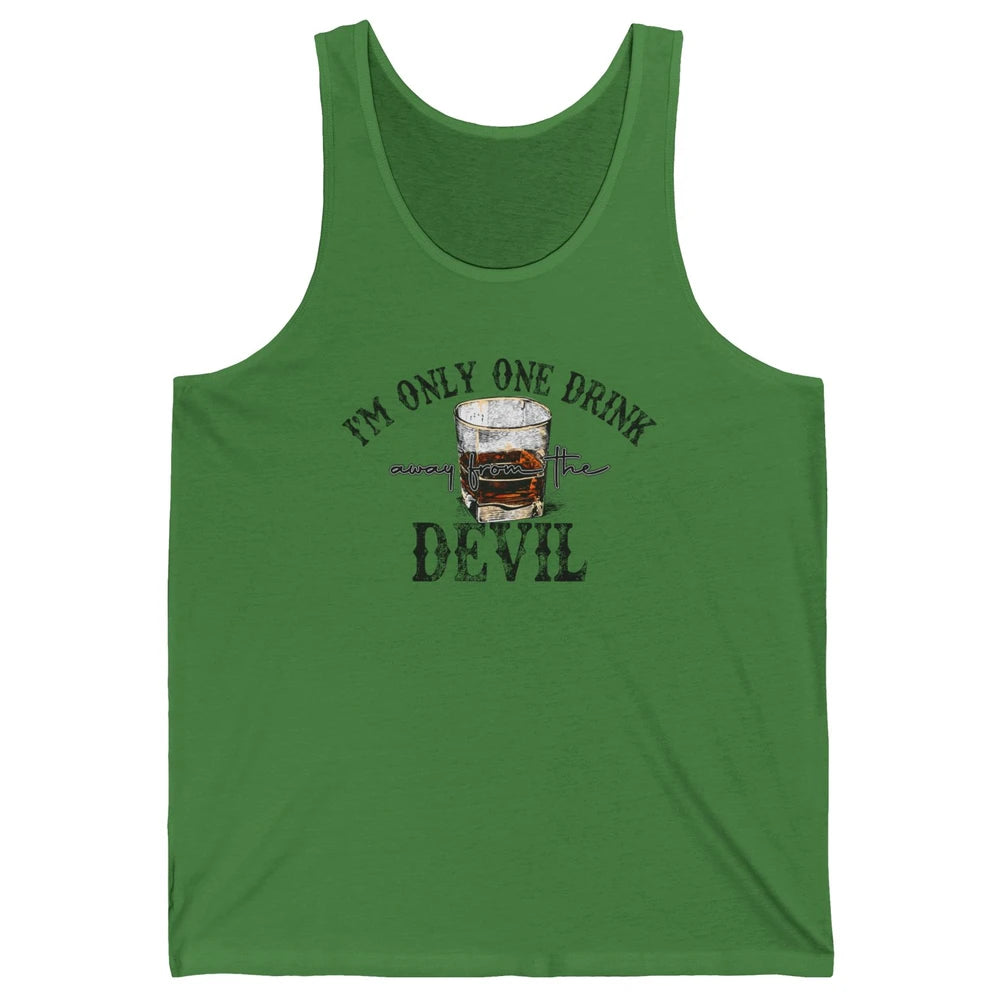 Retro Whiskey I'm Only One Drink Away From The Devil Western Unisex Jersey Tank