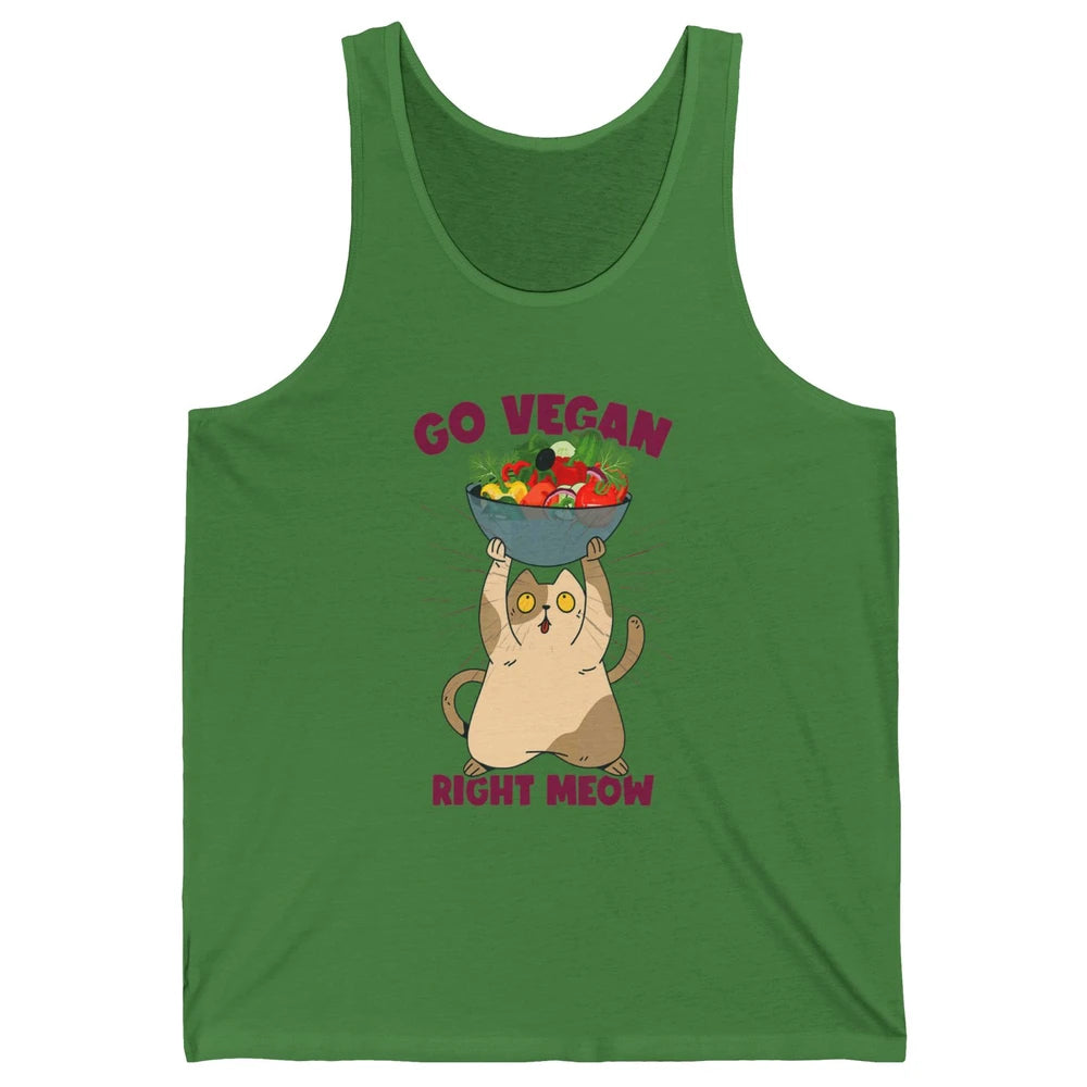 Funny Go Vegan Cat Plant Based Diet Animal Pet Vegetarian Unisex Jersey Tank