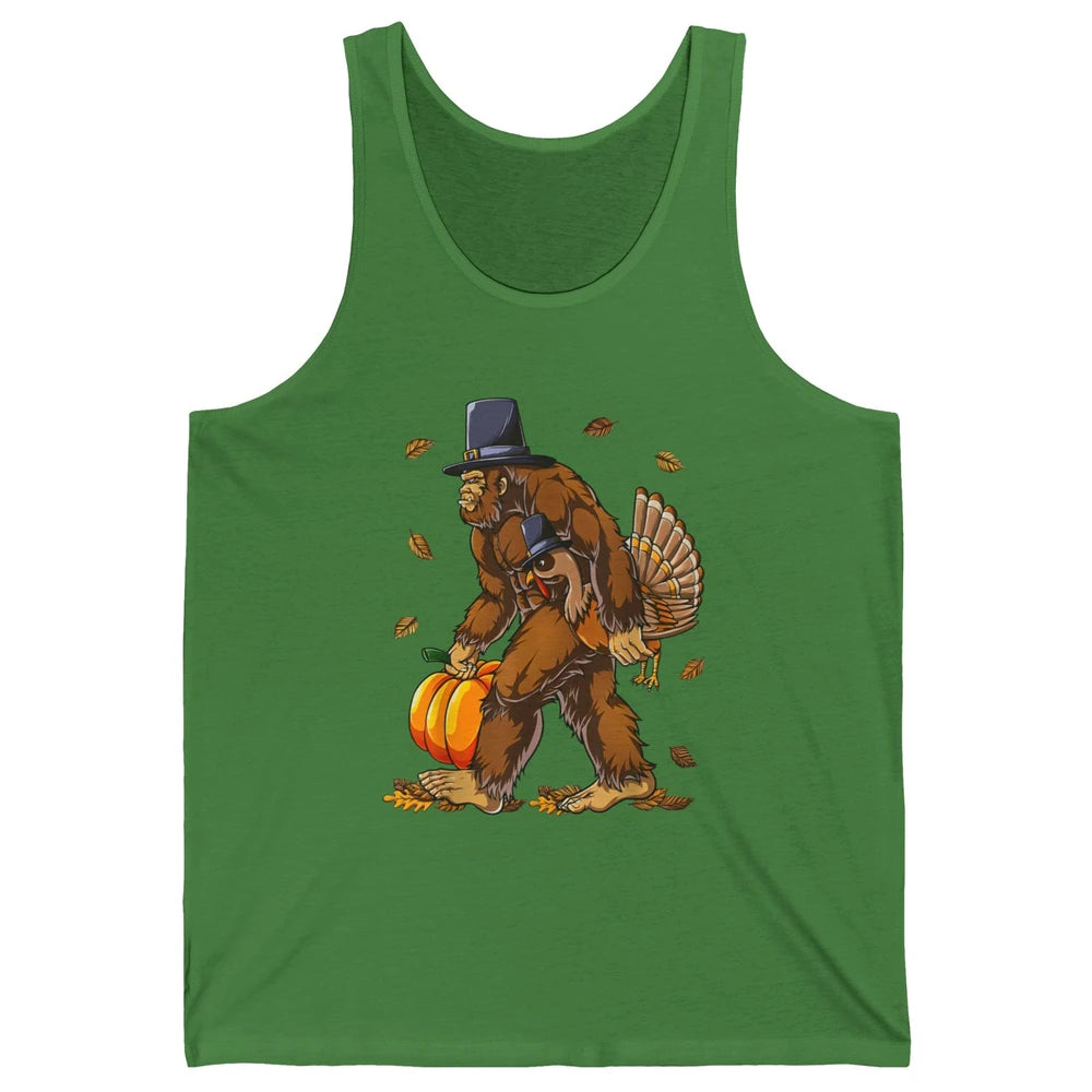 Bigfoot Pilgrim Hat Turkey Thanksgiving Funny Turkey Autumn Unisex Jersey Tank