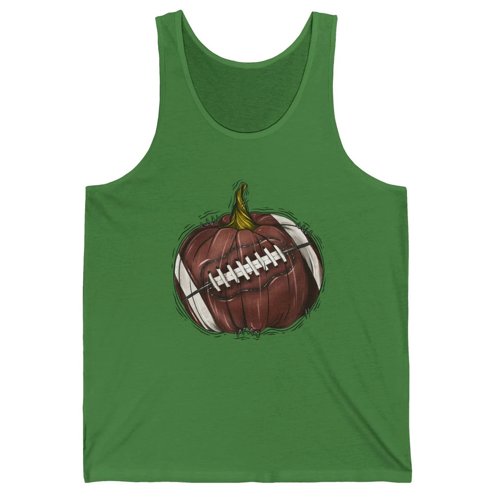 Football Pumpkin Tis The Season Fall Leaves Autumn Halloween Unisex Jersey Tank