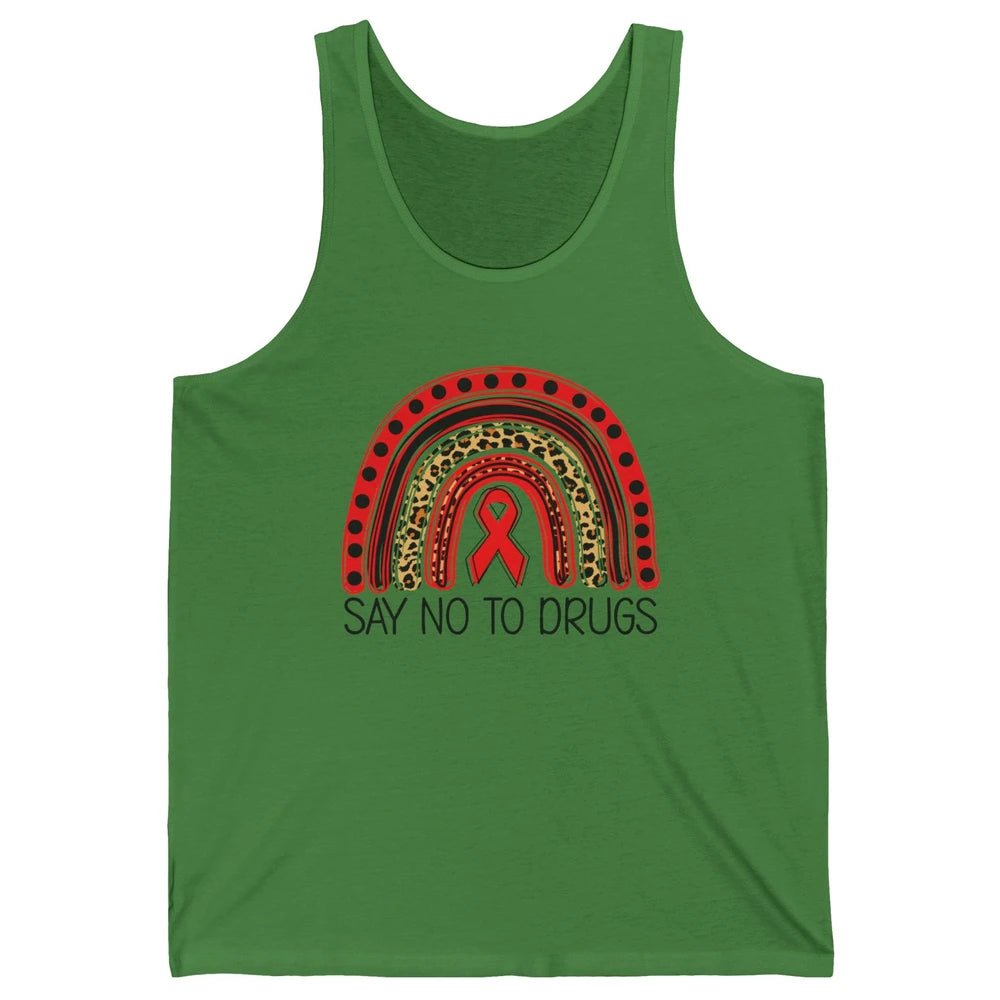 Red Ribbon Week Awareness Leopard Rainbow Say No To Drugs Unisex Jersey Tank