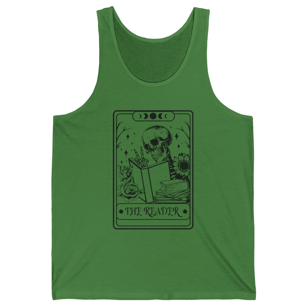 Retro Skeleton The Reader Tarot Card Halloween Romance Book Unisex Jersey Tank