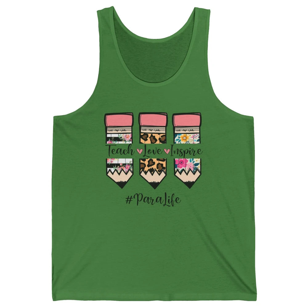 Floral Leopard Teach Love Inspire Para Life Para Teacher Unisex Jersey Tank