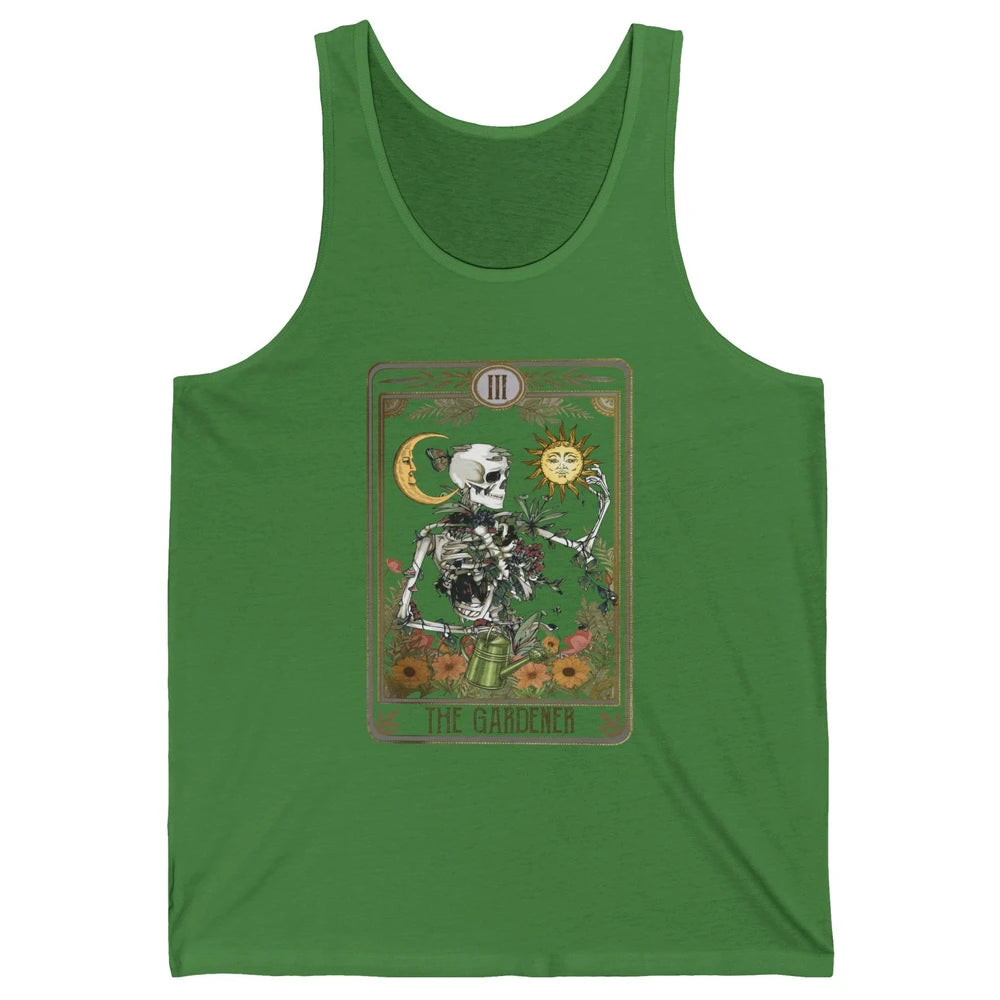 Floral Skeleton Gardening Tarot The Gardener Plant Lovers Unisex Jersey Tank