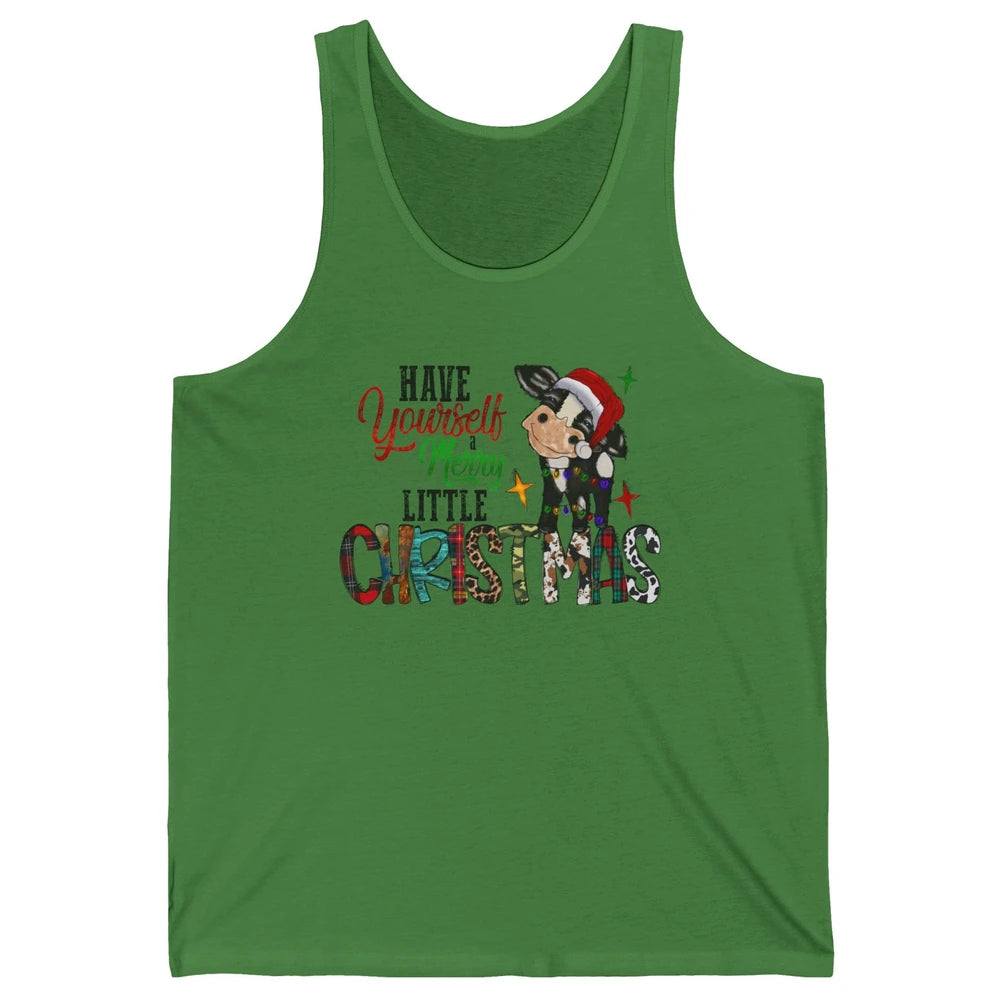 Cow Santa Have Yourself Merry Little Christmas Western Xmas Unisex Jersey Tank