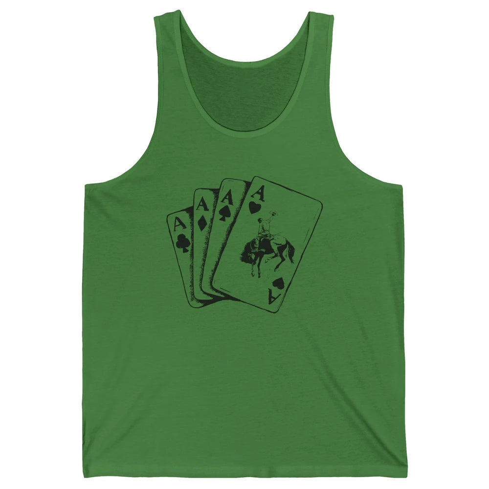Punchy Cowboy Hold Your Horses Cards Western Country Rodeo Unisex Jersey Tank