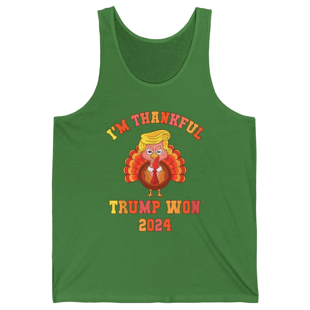 Funny Donald Trump Make Thanksgiving Great Again Thankful Trump Won Republican Unisex Jersey Tank