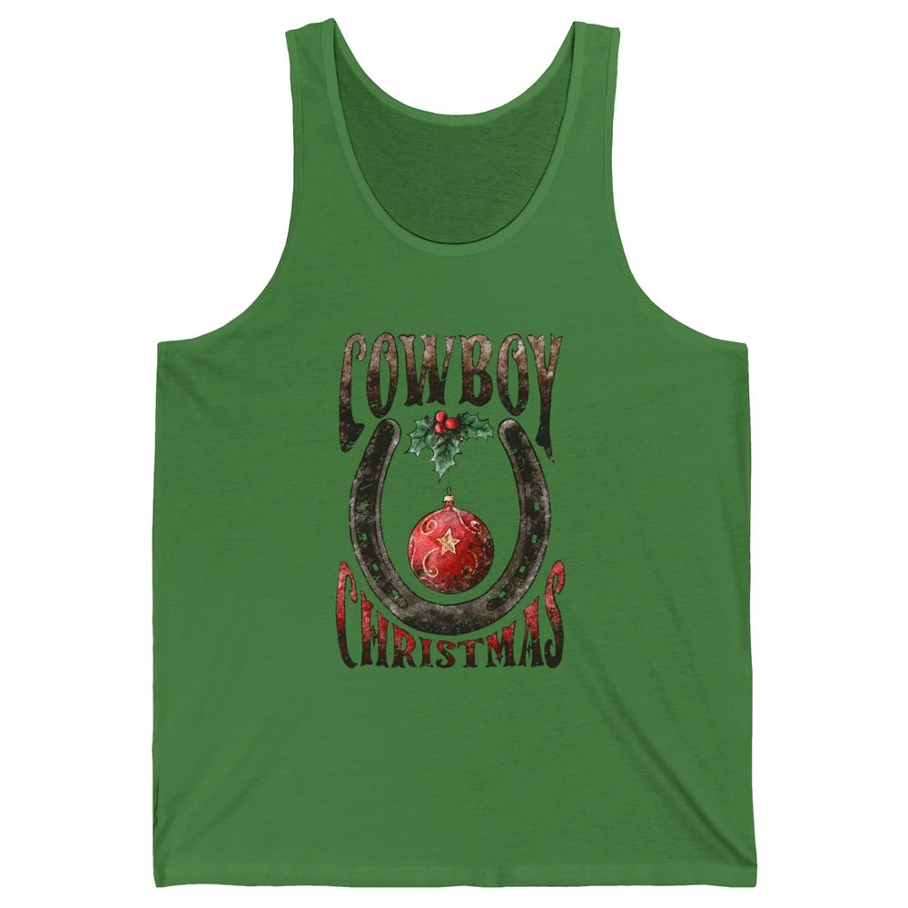 Christmas Cowboy Horseshoe Xmas Balls Western Christmas Unisex Jersey Tank