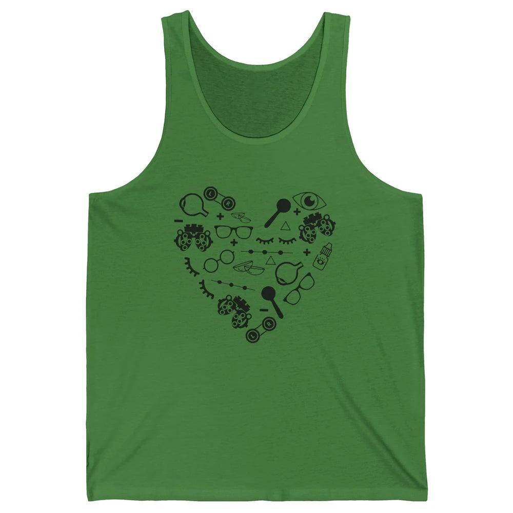 Optometry Symbols Heart Eyeglasses Spectacles Optician Life Unisex Jersey Tank