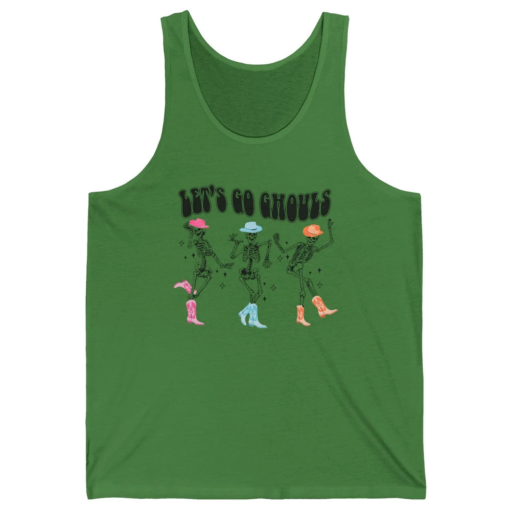 Dancing Skeleton Cowboy Let's Go Ghouls Western Halloween Unisex Jersey Tank