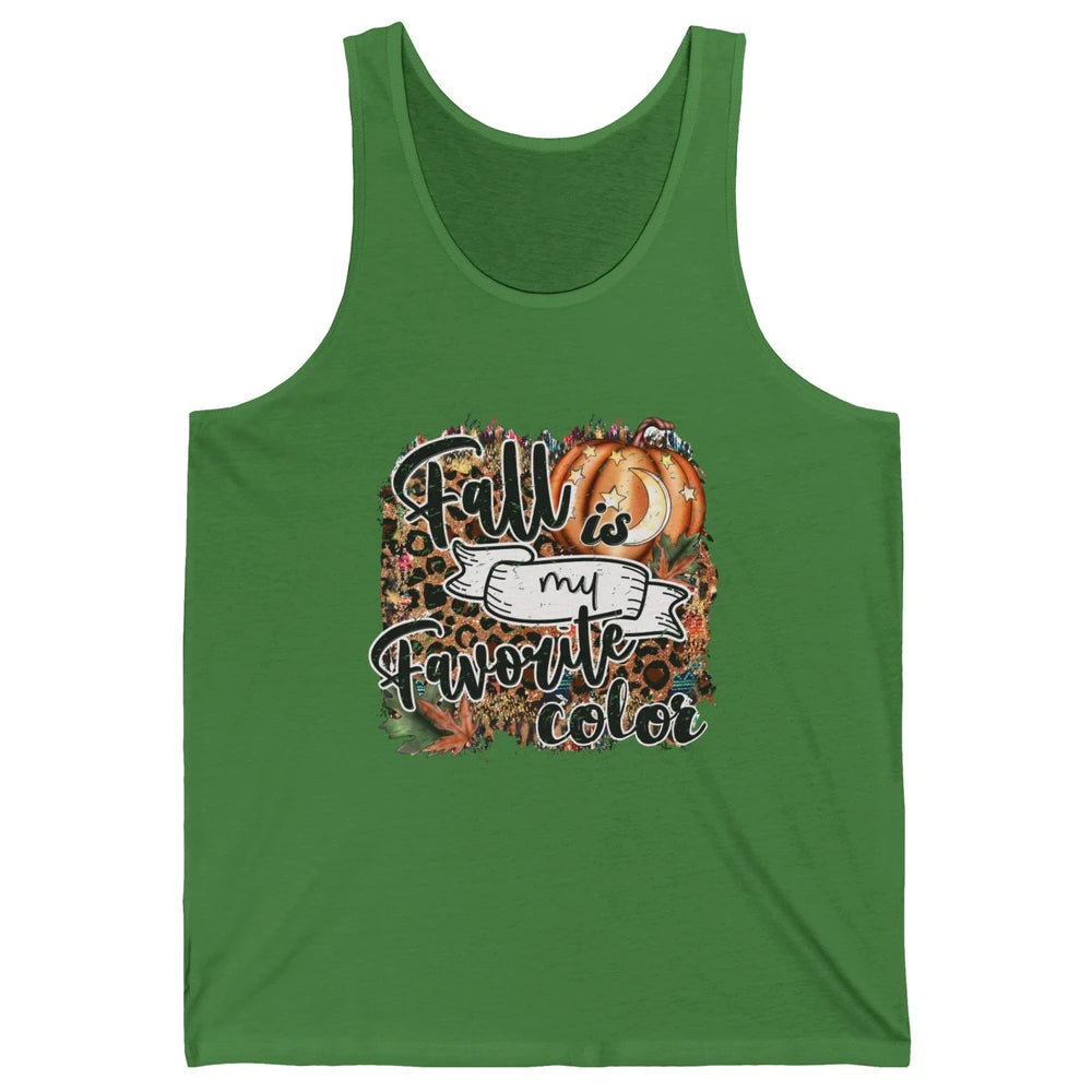 Retro Pumpkin Fall Is My Favorite Color Leopard Autumn Gift Unisex Jersey Tank