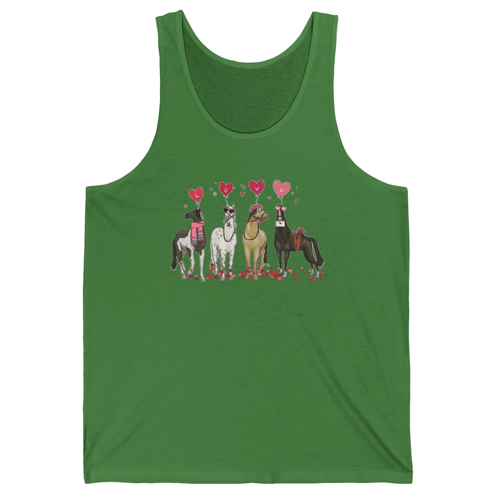 Cute Horse Valentine's Day Horses Cowgirl Rodeo Howdy Western Country Heart Love Balloon Unisex Jersey Tank