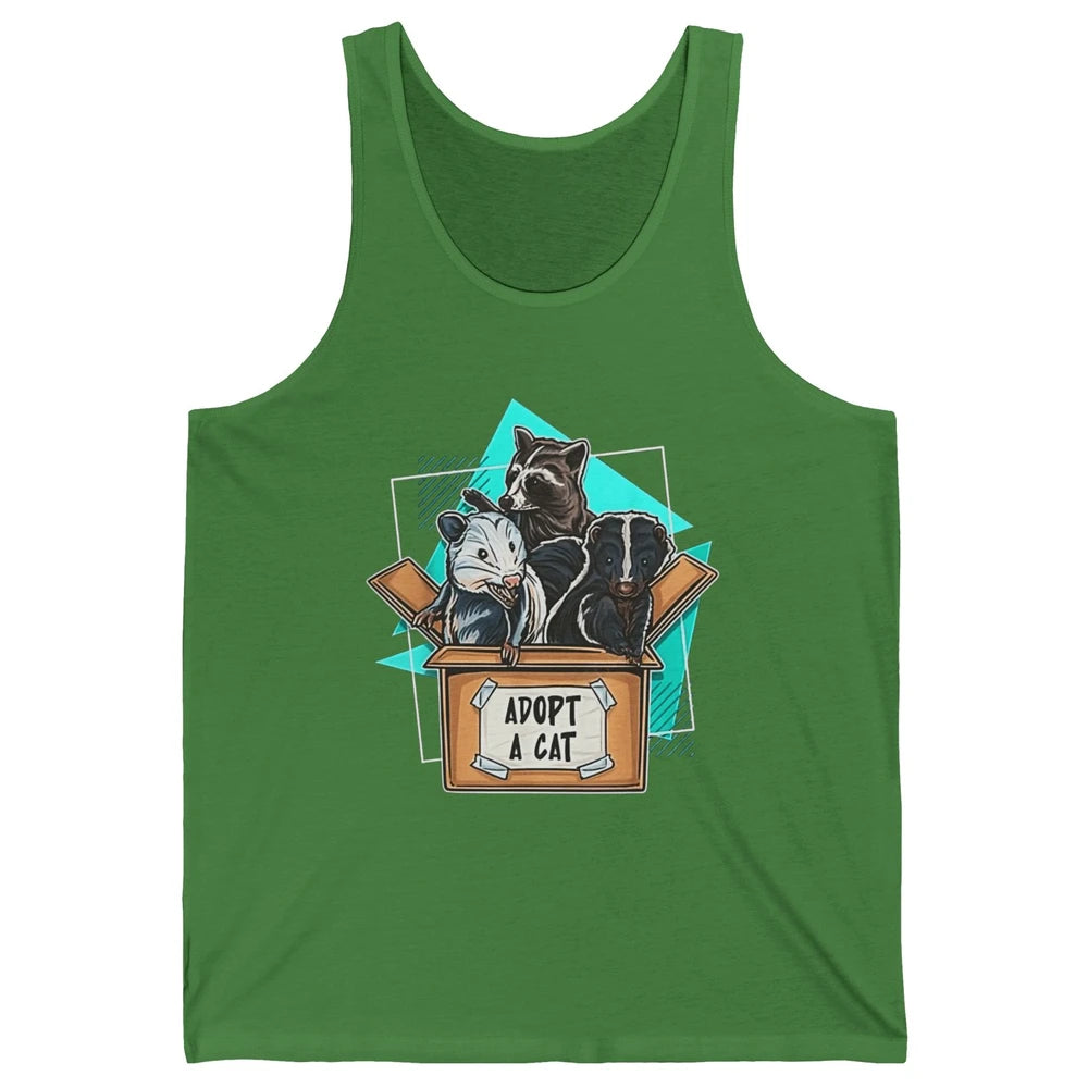 Adopt Forbidden Cats In Box Raccoon Skunks Possum Vaporwave Unisex Jersey Tank