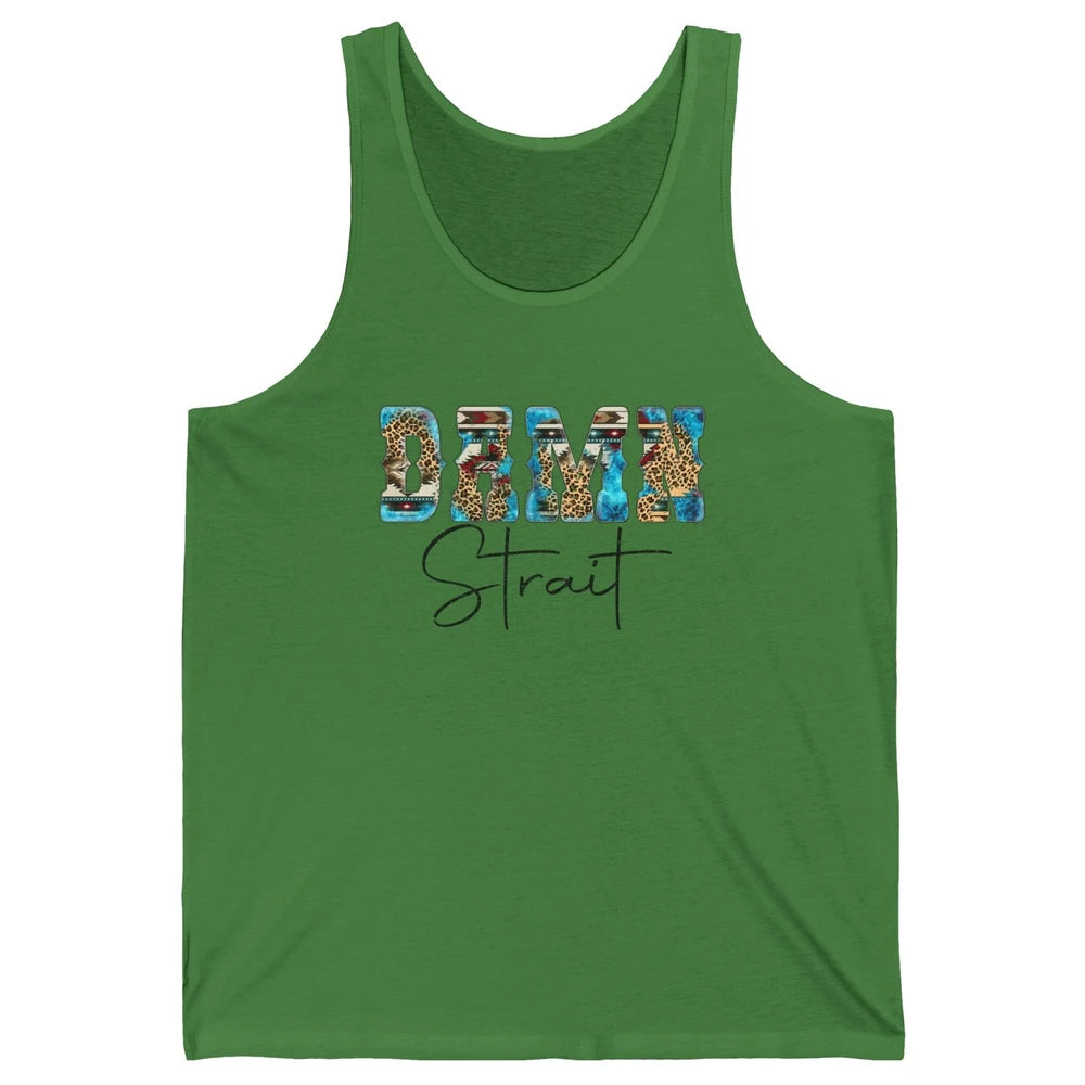 Leopard Turquoise Damn Strait Western Country Music Cowboy Unisex Jersey Tank