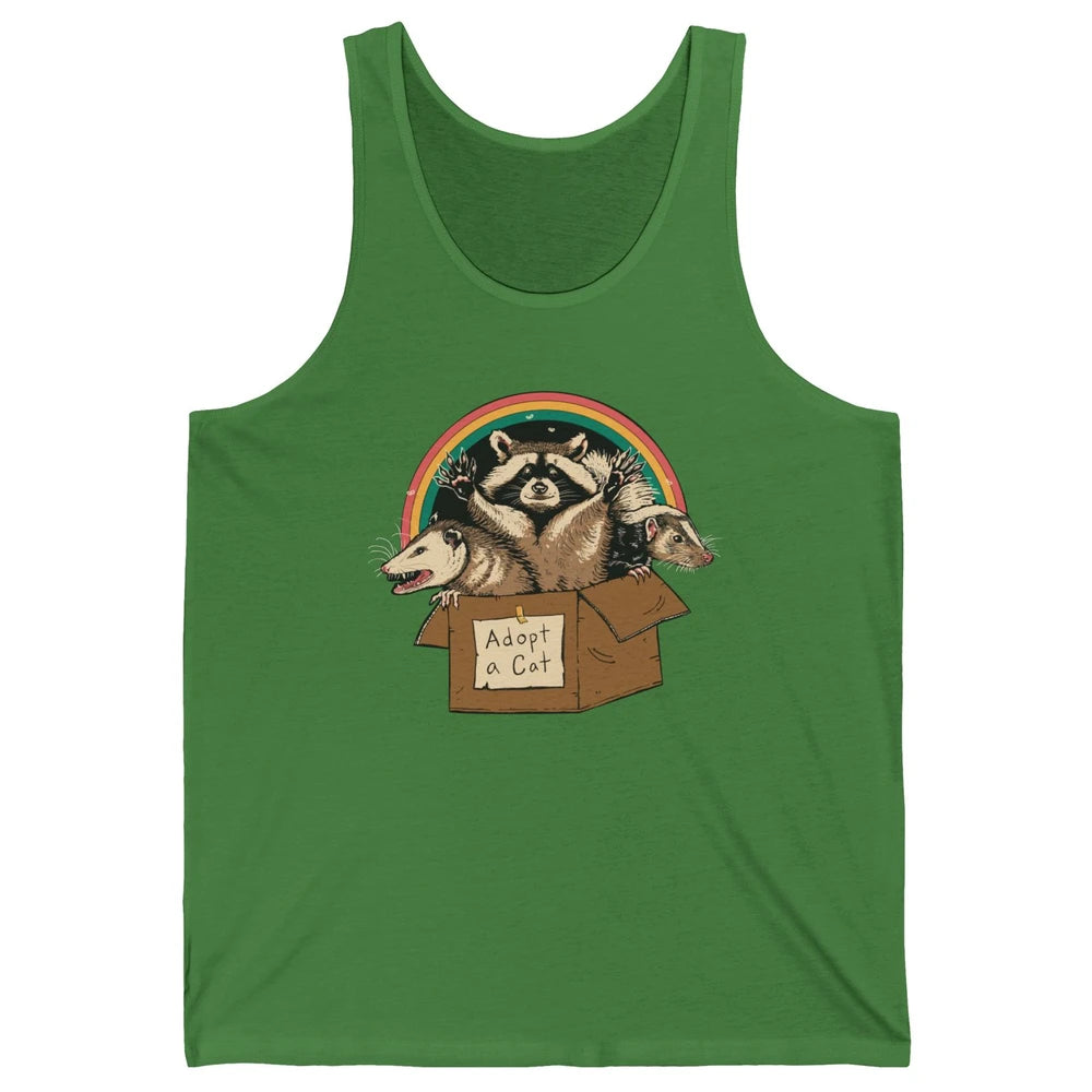 Adopt Forbidden Cats In Box Raccoon Skunks Possum Cat Lovers Unisex Jersey Tank