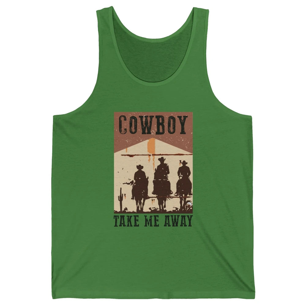 Retro Cowboy Riding Horse Take Me Away Western Country Girls Unisex Jersey Tank