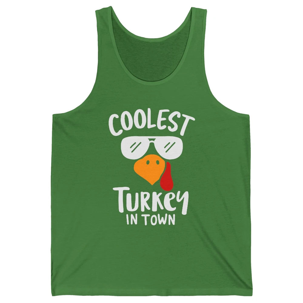 Coolest Turkey in Town Thanksgiving Dinner Funny Turkey Day Unisex Jersey Tank