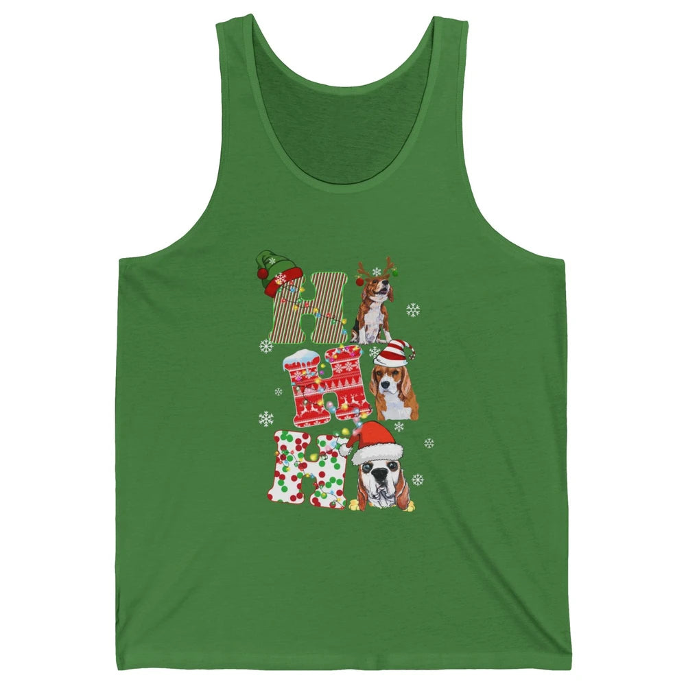 Funny Beagle Christmas Light Santa Beagle Reindeer Snowflake Unisex Jersey Tank