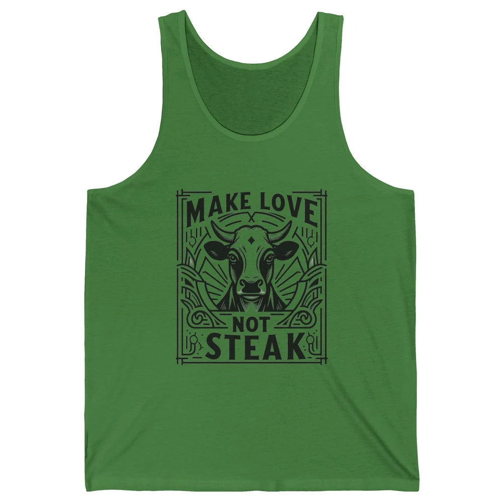Funny Make Love Not Steak Cow Retro Sarcastic Vintage Cow Unisex Jersey Tank