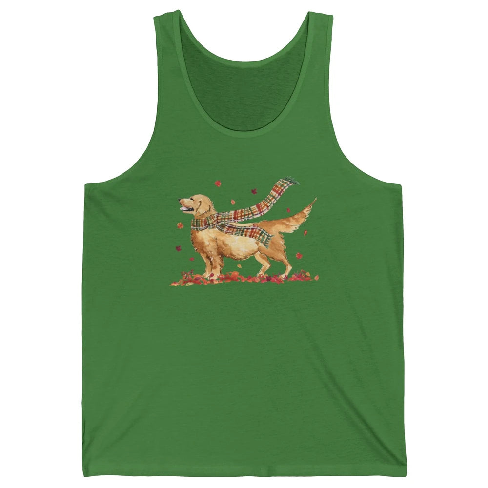 Funny Golden Retriever Autumn Falling Leaves Halloween Fall Unisex Jersey Tank