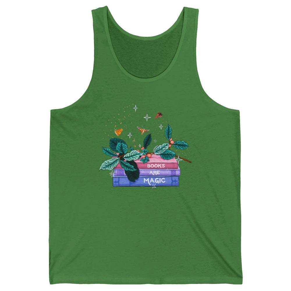 Aesthetic Books Are Magic Butterfly Floral Bookish Plant Unisex Jersey Tank