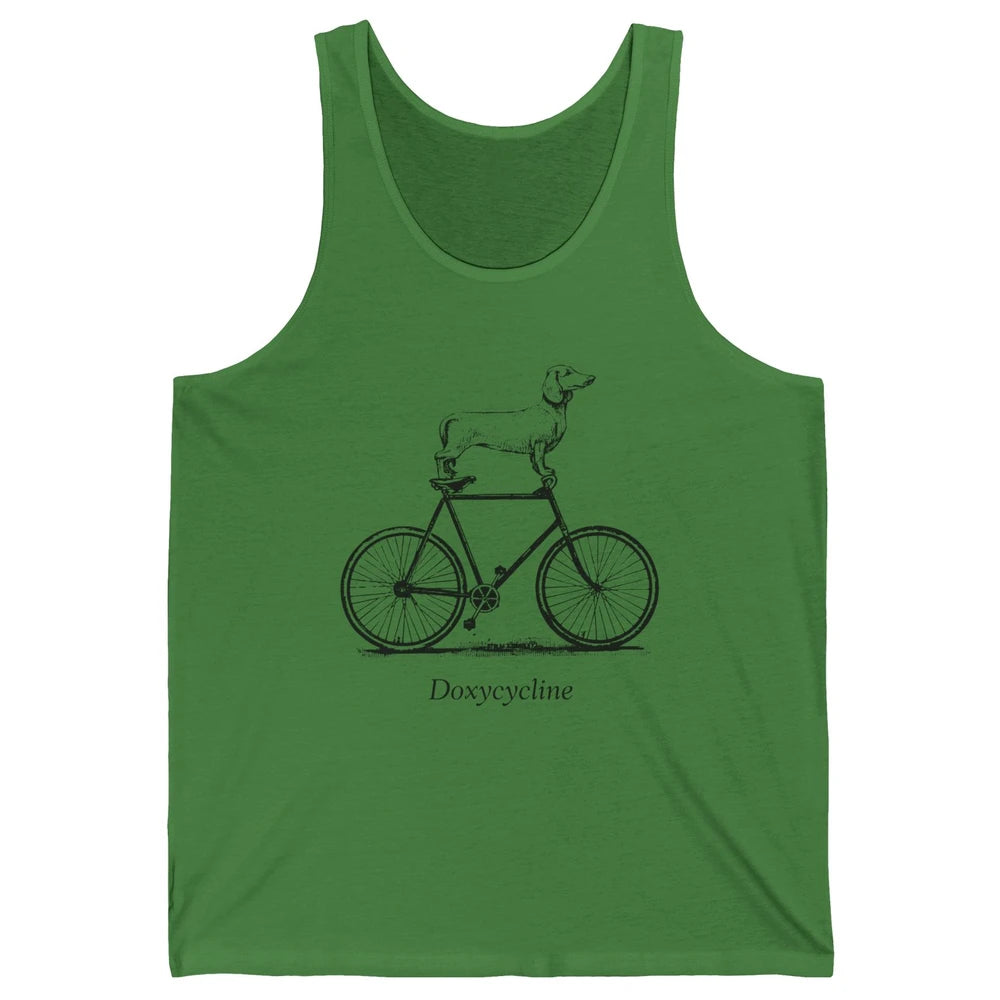 Dachshund On Bicycle Doxycycline Pun Veterinary Vet Tech Unisex Jersey Tank