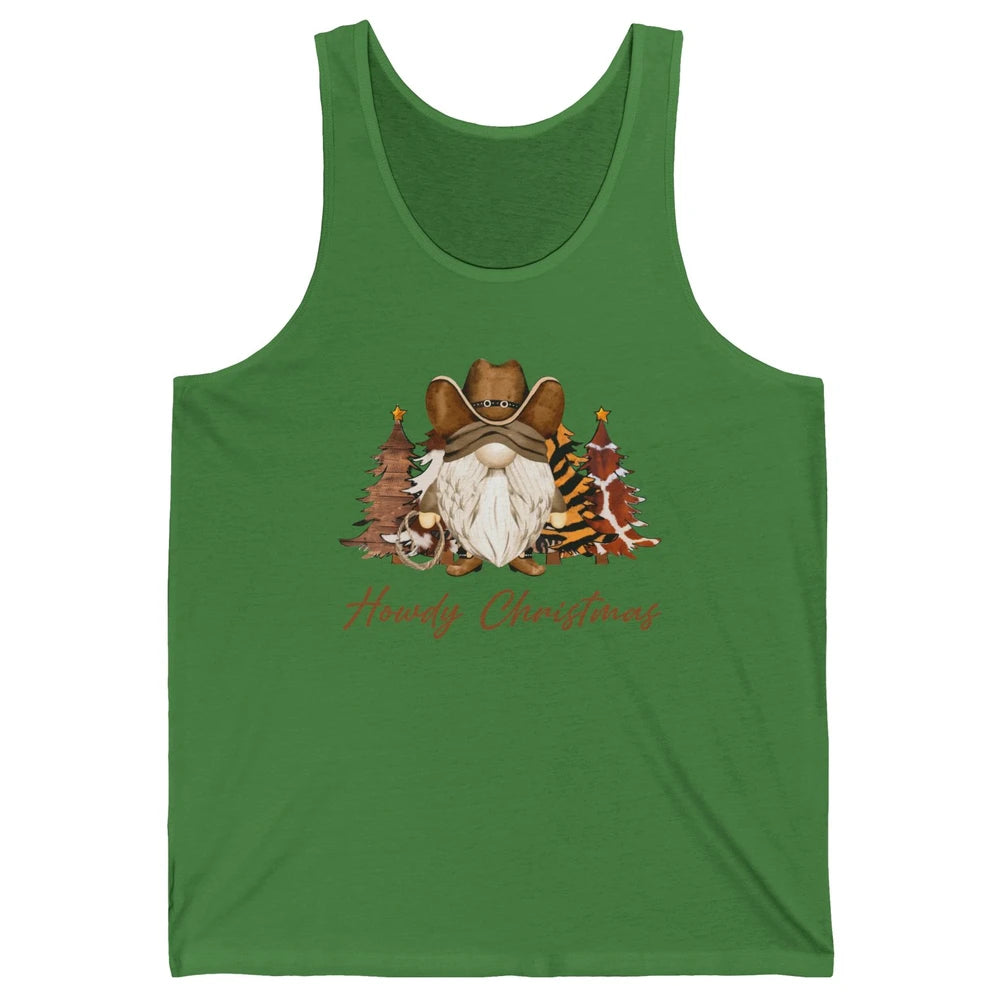 Retro Leopard Cowboy Gnome Howdy Christmas Western Holiday Unisex Jersey Tank
