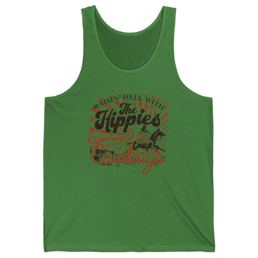 Retro Raisin' Hell With The Hippies And The Cowboys Country Unisex Jersey Tank