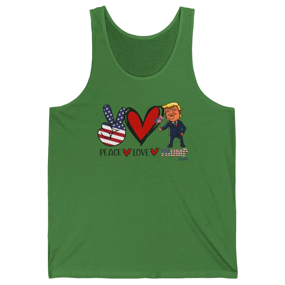 Peace Love Trump 2024 US Flag President Trump Return Support Unisex Jersey Tank