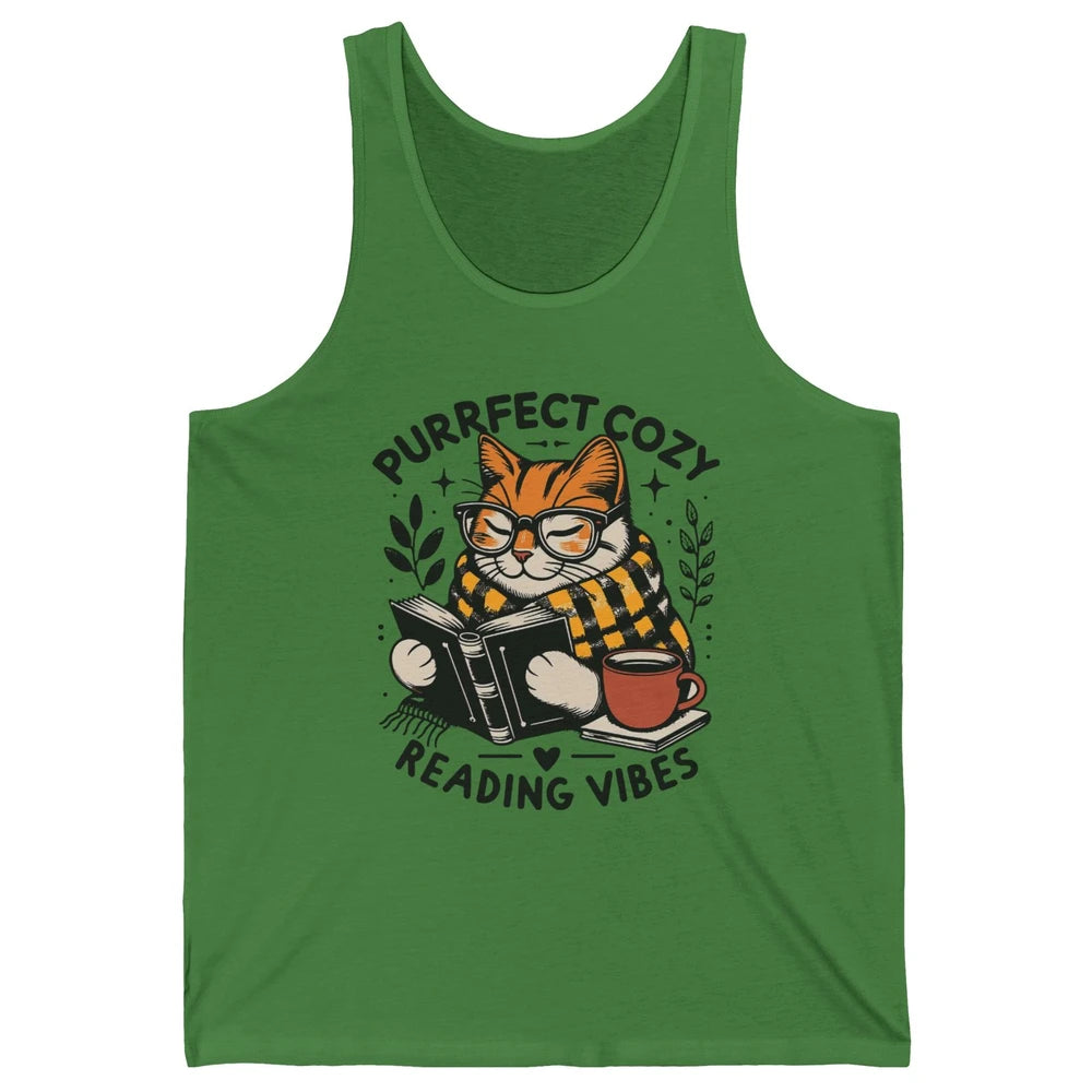 Funny Bookish Cat Purrfect Cozy Reading Vibes Winter Reading Unisex Jersey Tank