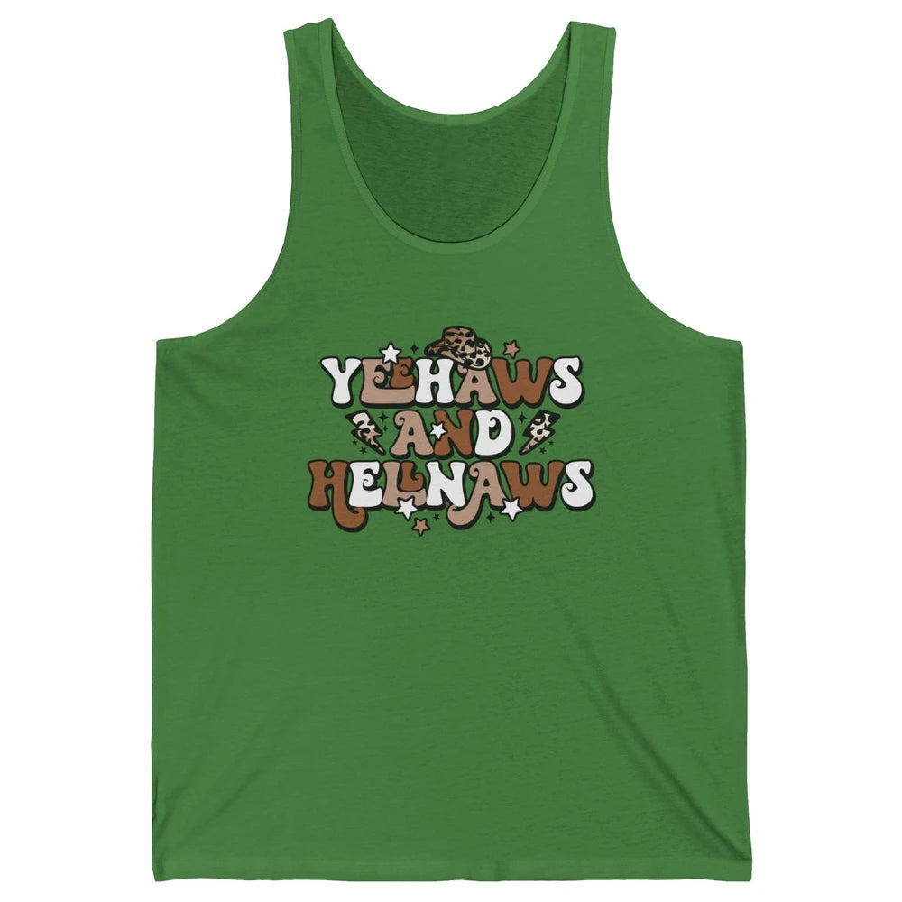 Leopard Yeehaws & Hellnaw Western Country Cowgirl Cowboy Hat Unisex Jersey Tank
