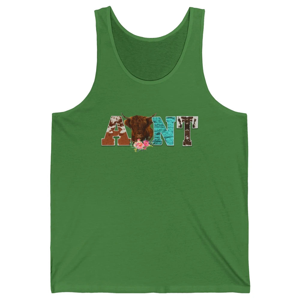 Cowhide Highland Cow Aunt Cow Western Country Heifer Auntie Unisex Jersey Tank