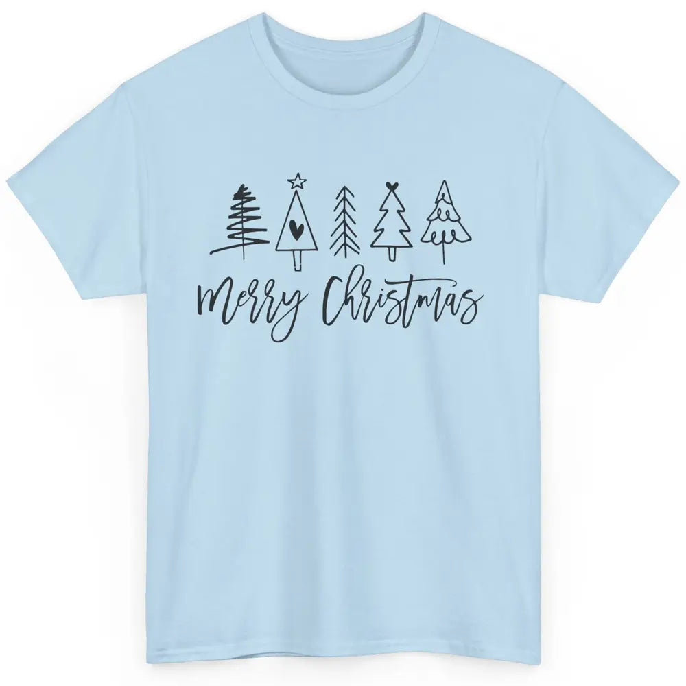 Merry Christmas Tree Heart Doodle Drawing Christmas Costume Classic Unisex T-Shirt
