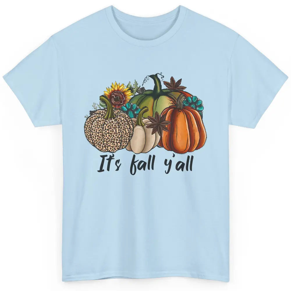 Leopard Pumpkin It's Fall Yall Fall Leaves Western Autumn Classic Unisex T-Shirt