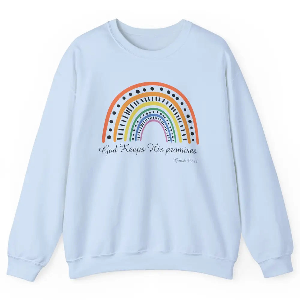 Retro Rainbow God Keeps His Promises Christian Religious Unisex Crewneck Sweatshirt