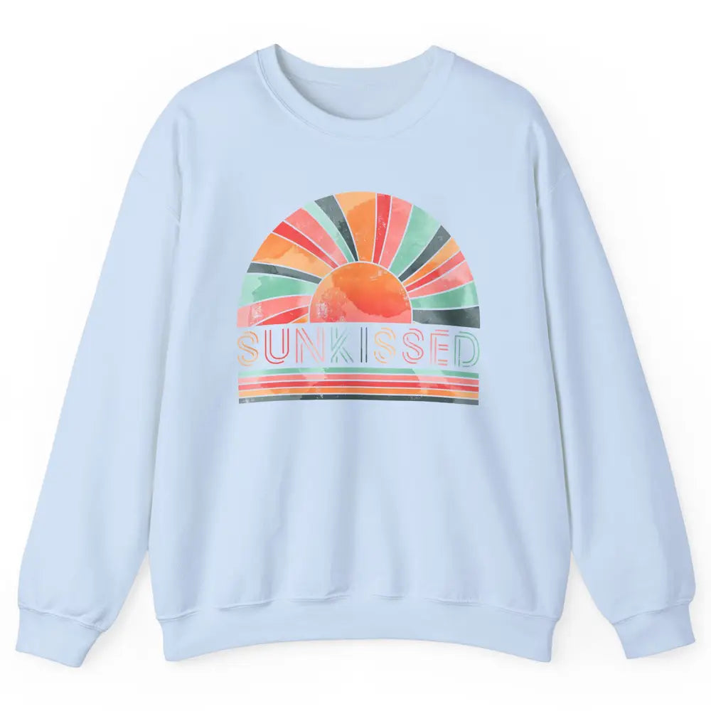 Retro Rainbow Sunkissed Summer Beach Life Vintage Boho Unisex Crewneck Sweatshirt