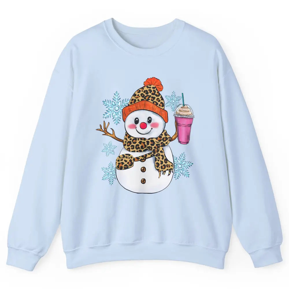 Retro Leopard Christmas Bougie Snowman Boojee Winter Holiday Unisex Crewneck Sweatshirt