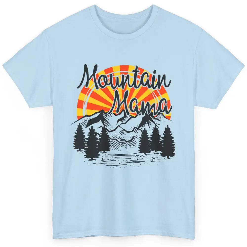 Retro Rainbow Sunset Mountain Mama Hiking Mom Climbing Classic Unisex T-Shirt