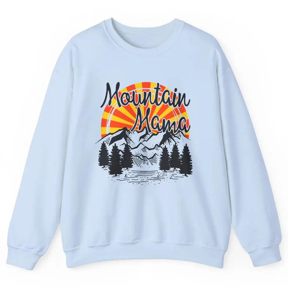 Retro Rainbow Sunset Mountain Mama Hiking Mom Climbing Unisex Crewneck Sweatshirt