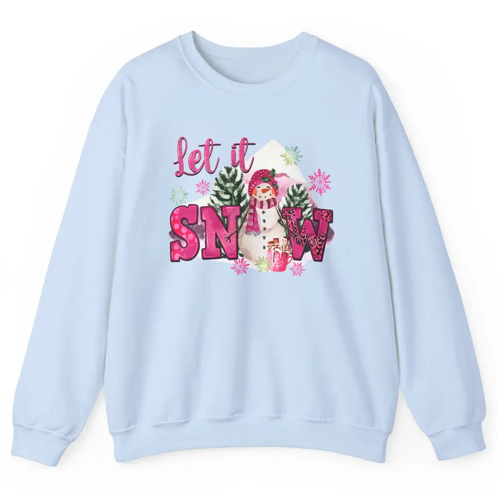 Retro Pink Christmas Snowman Let It Snow Winter Cozy Season Unisex Crewneck Sweatshirt