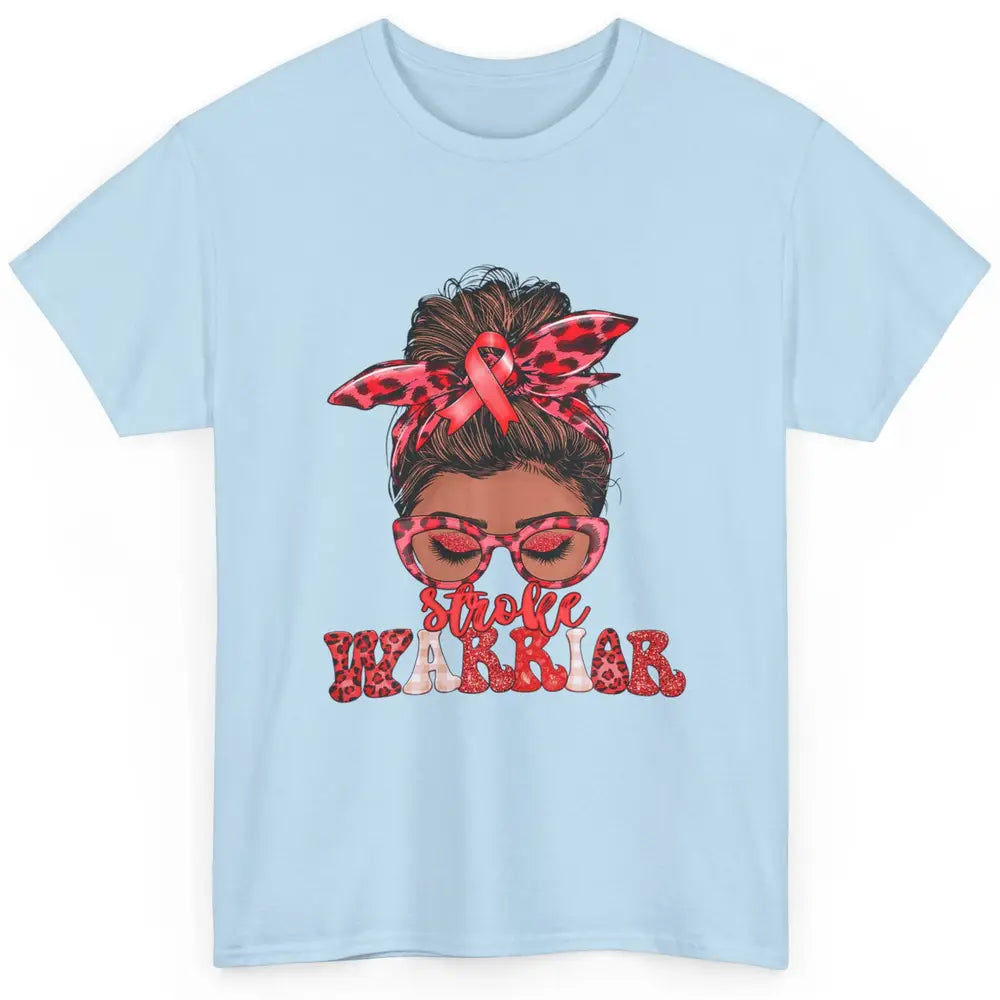 Afro Messy Hair Bun Black Women Warrior Red Stroke Awareness Classic Unisex T-Shirt