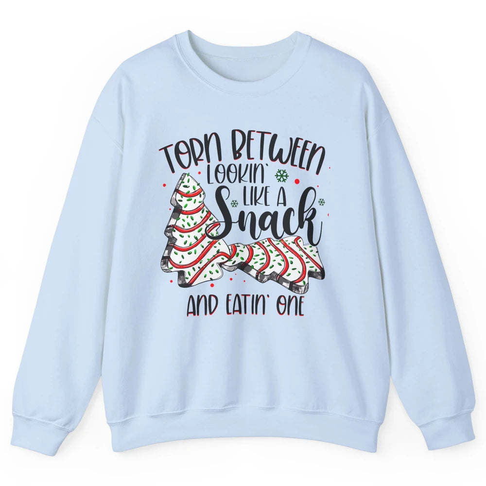 Christmas Tree Cake Torn Between Look Like a Snack Eat One Unisex Crewneck Sweatshirt