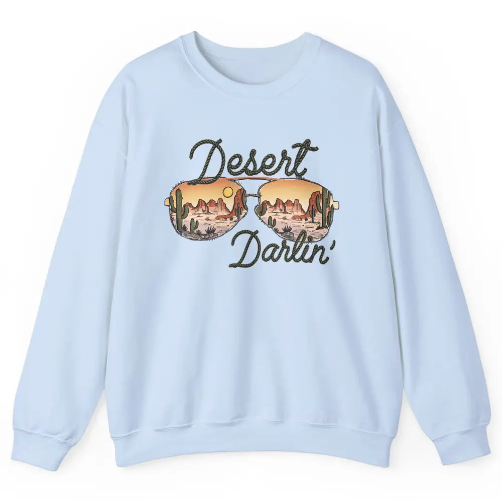 Retro Desert Darling Cactus Glasses Western Country Cowboy Unisex Crewneck Sweatshirt