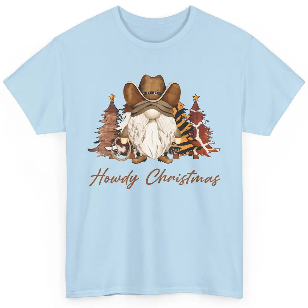 Retro Leopard Cowboy Gnome Howdy Christmas Western Holiday Classic Unisex T-Shirt