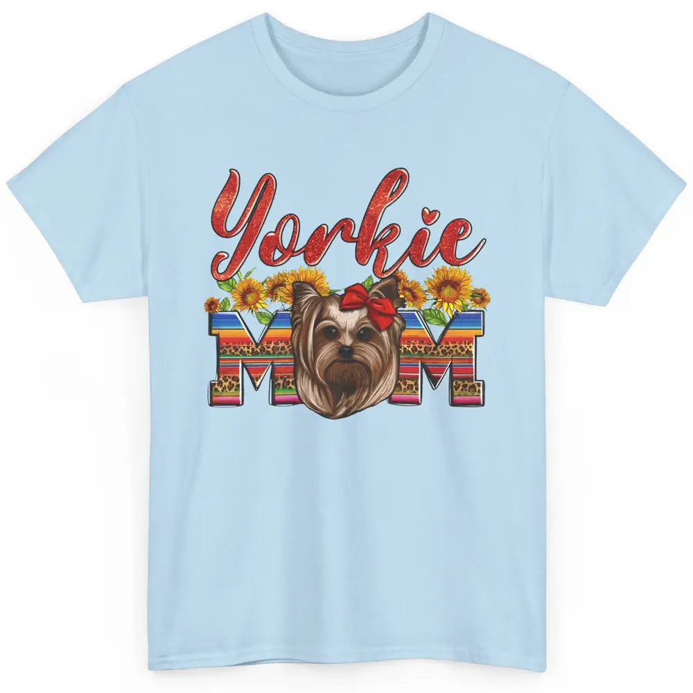 Yorkie Mom Sunflowers Leopard Yorkshire Terrier Dog Mom Gift Classic Unisex T-Shirt